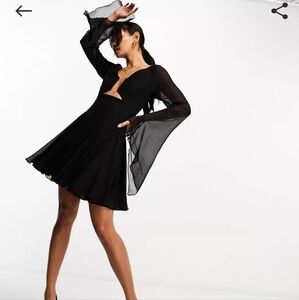 ASOS DESIGN mini dress w godet & asymmetrical sleeve